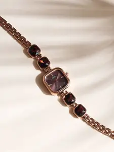 French Connection Women Embellished Dial & Bracelet Style Straps Analogue Watch FCN0106BRGM