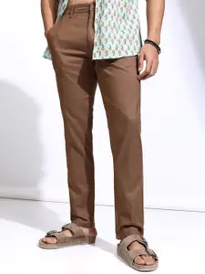 HIGHLANDER Men Textured Cotton Mid-Rise Slim Fit Trousers