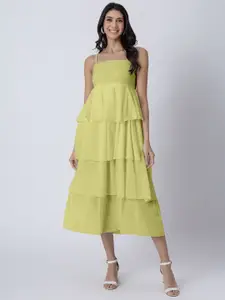 Moomaya Women Tiered Drop-Waist Midi Dress