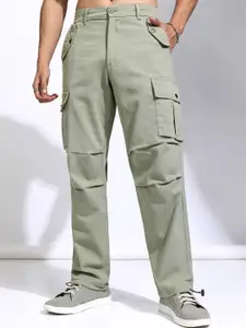 HIGHLANDER Men Cotton Mid-Rise Straight Fit Cargo Trousers