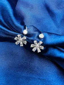 Arte Jewels Silver-Plated 92.5 Sterling Silver Stone Studded Toe Rings