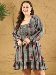 CURVE BY KASSUALLY Women Floral Print Fit & Flare Mini Dress