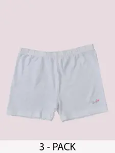 SOIE Pack of 3 Girls Cotton Spandex Mid Thigh Length Solid Cycling Shorts
