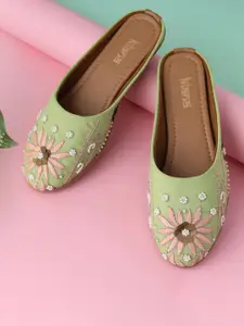 Kiana House Of Fashion Women Synthetic Ethnic Mules Woven Design Flats