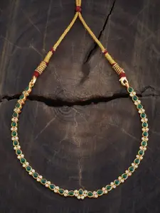 Kushal's Fashion Jewellery 92.5 Pure Silver Gold-Plated Temple Necklace