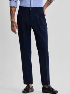 Snitch Men Smart Slim Fit Pleated Formal Trouser