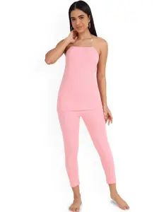SELFCARE Women Sleeveless Cotton Thermal Top And Pyjama Set
