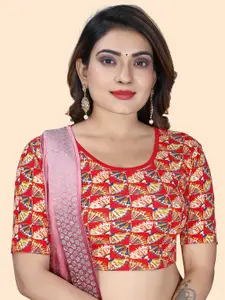 SHREEJI DESIGNER Women Printed Round Neck Saree Blouse