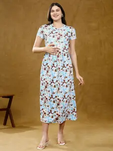 True Shape Printed Maternity A-Line Midi Dress