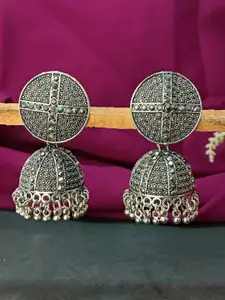 Efulgenz Rhodium-Plated Contemporary Oxidised Jhumkas