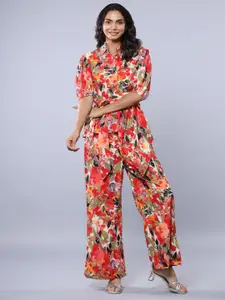 JISORA Floral Printed Pure Cotton Top With Trouser