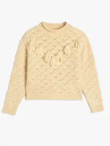 Koton Girls Cable Knit Round Neck Long Sleeves Pullover Sweater