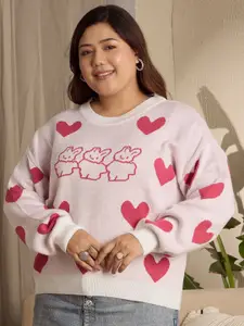 Berrylush Curve Women Conversational Printed Pullover Sweater