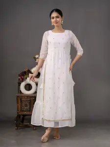 Nayo Embroidered Georgette Fit & Flare Maxi Dress With Jacket