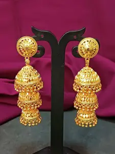Efulgenz Gold-Plated Dome Shaped Antique Jhumkas