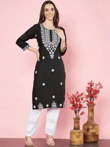 HERE&NOW Floral Embroidered Straight Kurta