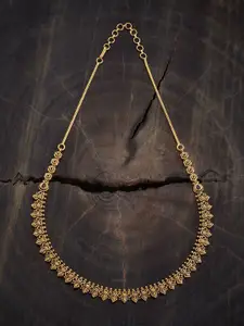 Kushal's Fashion Jewellery Gold-Plated Zircon Studded Antique Necklace