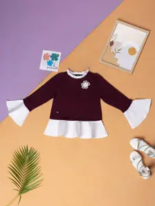 Purple United Kids Girls Round Neck Cotton Top