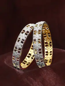 Estele Set Of 2 Gold-Plated Crystal-Studded Bangles