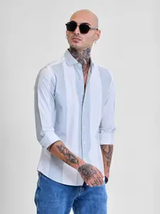 Snitch Men Smart Slim Fit Opaque Striped Casual Shirt
