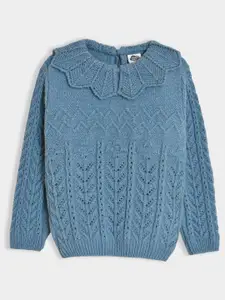 MiArcus Girls Self Design Woollen Pullover Sweaters