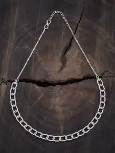 Kushal's Fashion Jewellery Rhodium-Plated Cubic Zirconia Studded Necklace