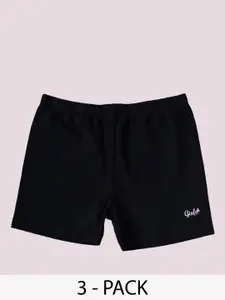 SOIE Girls Pack of 3 Mid-Rise Solid Cycling Shorts