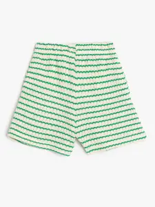 Koton Girls Mid-Rise Regular Fit Striped Shorts