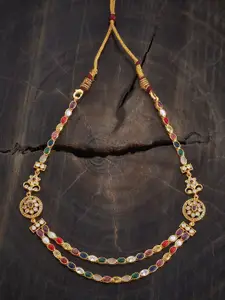 Kushal's Fashion Jewellery Embellished Bridal 92.5 Pure Silver Gold-Plated Necklace