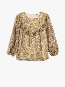 Koton Girls Floral Printed Round Neck Top