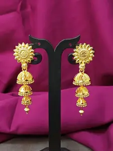 Efulgenz Gold-Plated Dome Shaped Beaded Antique Jhumkas