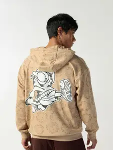 Bewakoof Men Printed Hooded Cotton Pullover Oversized Sweatshirt