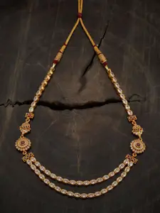 Kushal's Fashion Jewellery Embellished Bridal 92.5 Silver Gold-Plated Temple Necklace