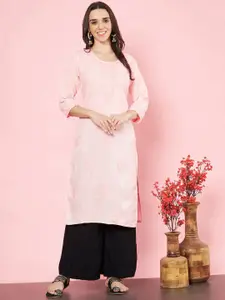 HERE&NOW Floral Embroidered Cotton Straight Kurta