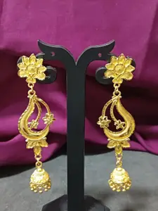 Efulgenz Gold-Plated Contemporary Jhumkas Earrings