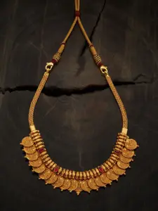 Kushal's Fashion Jewellery Embellished Bridal 92.5 Silver Gold-Plated Temple Necklace