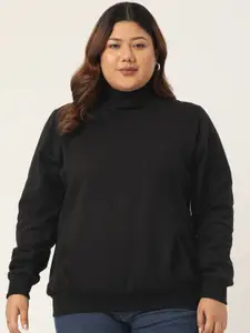 theRebelinme Women Turtle Neck Plus Size Sweatshirt