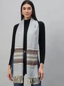 HANDICRAFT PALACE Women Striped Reversible Woven Wool Scarf With Tasselled