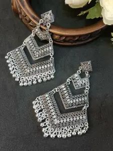 Efulgenz Rhodium-Plated Contemporary Chandbalis