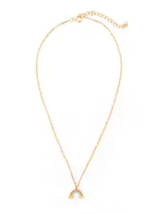 SWASHAA Girls Wow Rainbow 18K Gold-Plated Minimal Necklace