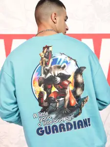 HIGHLANDER Marvel Men Guardian Sky Oversized Drop Shoulder Crew Neck Sweatshirt