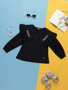 Purple United Kids Girls Above the Keyboard Collar Cotton Top