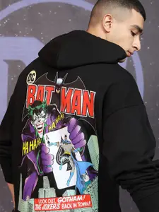 HIGHLANDER Men Warner Bros Batman Printed Hooded Oversized Pullover Sweatshirt