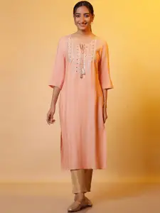 AURELIA Women Geometric Thread Work Kurta