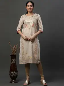 AURELIA Women Printed Thread Work Kurta