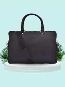 OLIVE MIST Unisex Textured Leather Laptop Bag