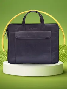 OLIVE MIST Unisex Textured Leather Laptop Bag