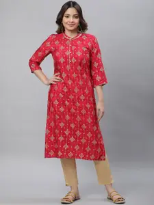 AURELIA Women Ethnic Motifs Printed Thread Work Kurta