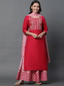 AURELIA Women Geometric Mirror Work Kurta