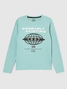 max Boys Typography Printed Round Neck Cotton T-shirt